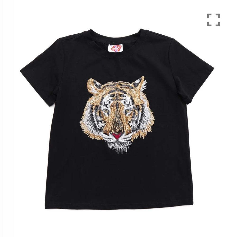 Sparkle City Co Sequin Tiger Head Tee XXL
